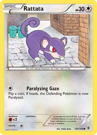 Rattata 104  - Reverse Holofoil Boundaries Crossed - Common