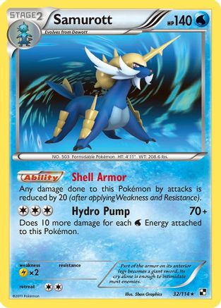 Samurott (32) 032/114  - Holofoil Black and White - Holo Rare