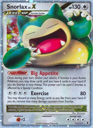Snorlax Lv.X 111  - Holofoil Rising Rivals - Ultra Rare