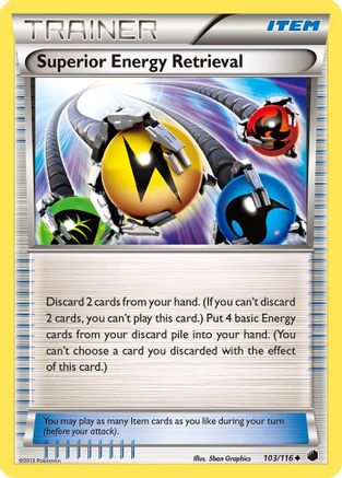 Superior Energy Retrieval 103/116  - Reverse Holofoil Plasma Freeze - Uncommon