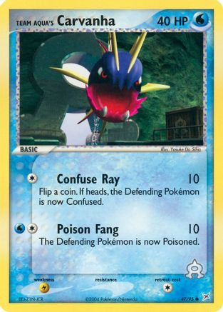 Team Aqua's Carvanha 047/95  - Reverse Holofoil Team Magma vs Team Aqua - Common