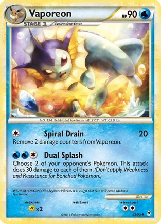 Vaporeon 052/95  - Reverse Holofoil Call of Legends - Uncommon