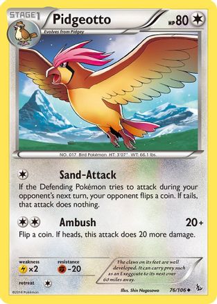 Pidgeotto 076/106  - Reverse Holofoil XY  Flashfire - Uncommon