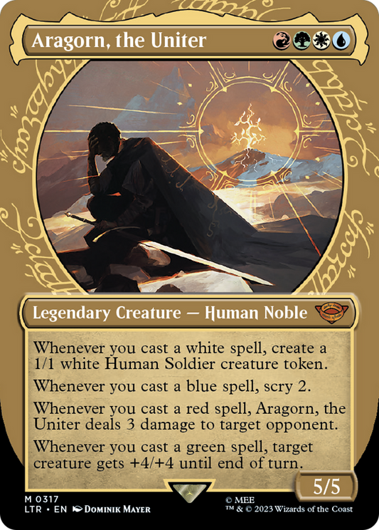 Aragorn, the Uniter (Showcase) (LTR-317) - The Lord of the Rings: Tales of Middle-earth: (Showcase) (Borderless) Foil