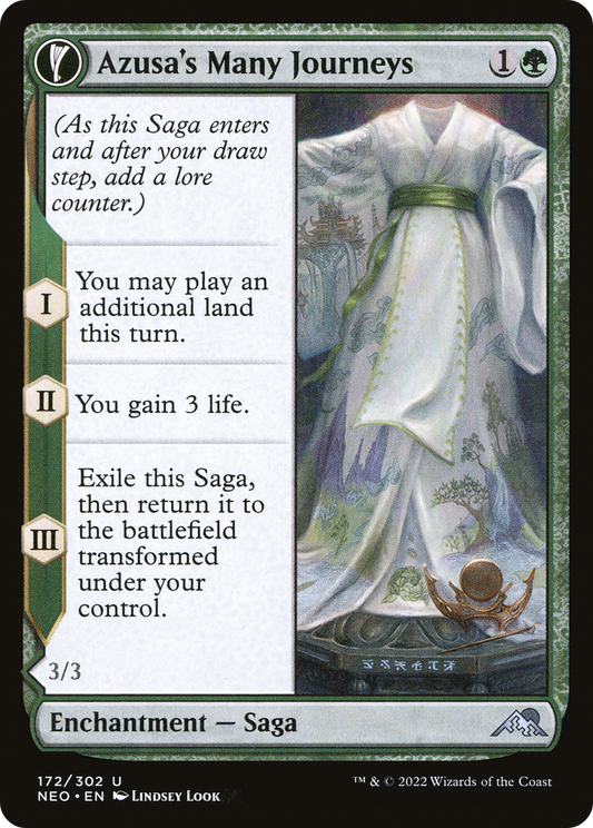 Azusa's Many Journeys (NEO-172) - Kamigawa: Neon Dynasty: (fandfc, enchantment) Foil