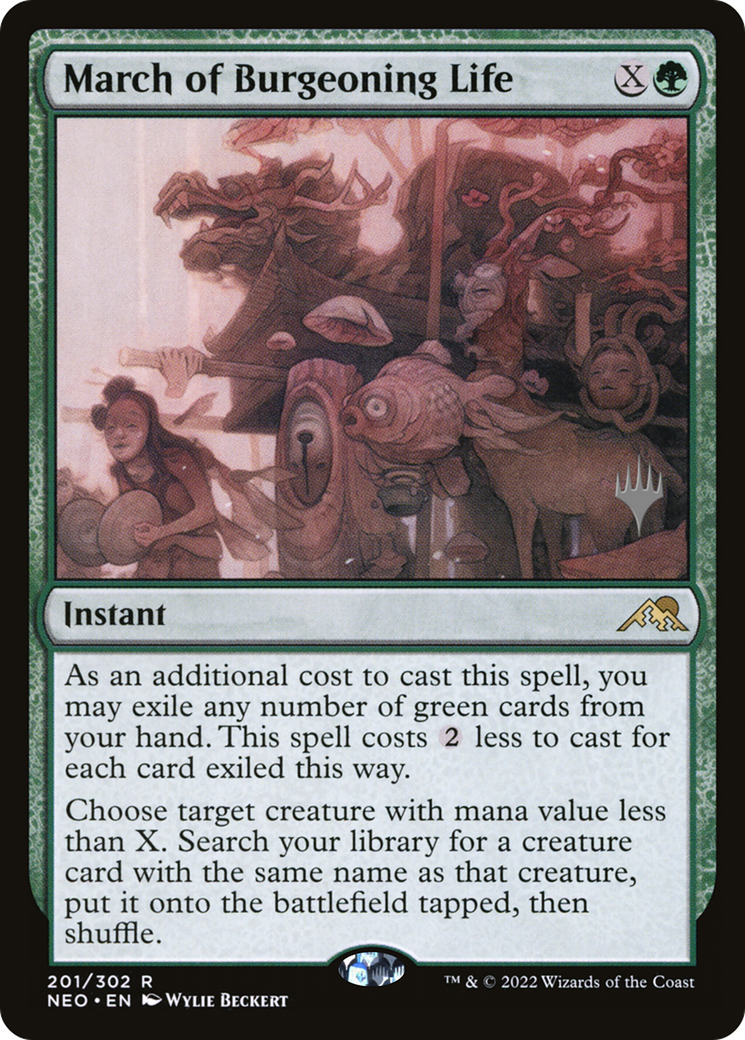 March of Burgeoning Life (PPNEO-201P) - Kamigawa: Neon Dynasty Promos