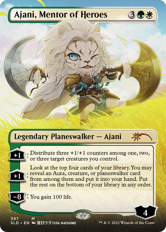 Ajani, Mentor of Heroes (Borderless) (SLD-397) - Secret Lair Drop (Borderless)